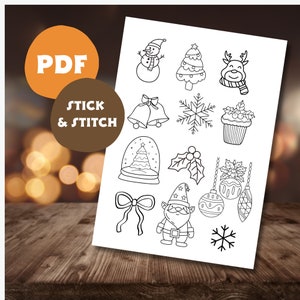 Digital embroidery template &quot;Christmas&quot;, Stick and Stitch, Embroidery, Embroidering clothes, Embroidery set, Embroidery for beginners, Modern embroidery