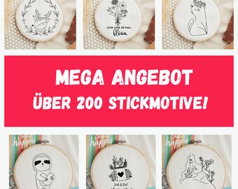 MEGA OFFER / Digital embroidery patterns / 200 embroidery designs for download / Flower embroidery / Animal embroidery / Letter embroidery