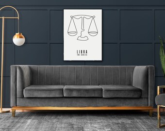 Libra | line art print | aesthetic apartment art | trendy printable art | star sign print aesthetic | zodiac print | astrology art