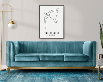 Sagittarius | line art print | aesthetic apartment art | trendy printable art | star sign print aesthetic | zodiac print | astrology art