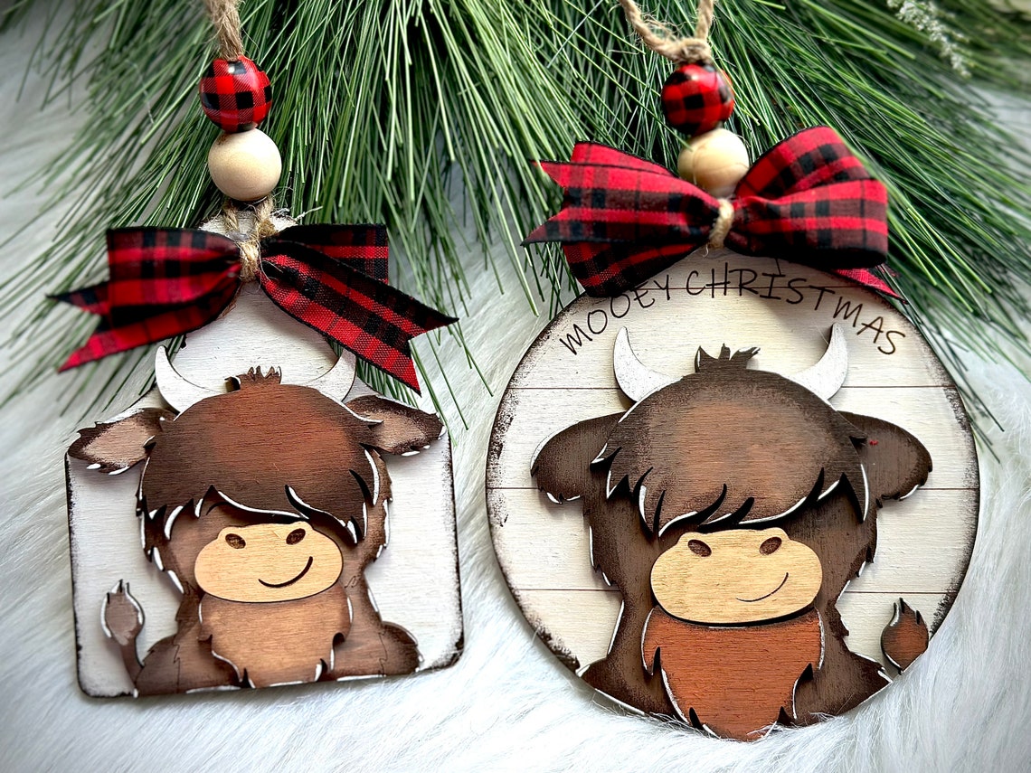 Highland Cow Christmas Ornament, Highland Cow Ornaments, Highland Cow