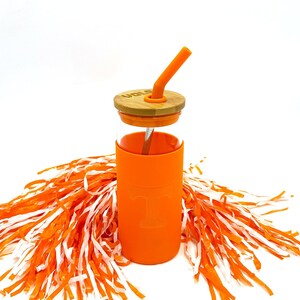 UTK Tumbler: Licensed University of Tennessee Glass Cup with Bamboo Lid