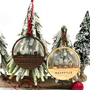 Nashville Skyline Christmas Ornament • Custom Nashville Ornament • Nashville Tennessee Ornament • Laser Cut Custom Ornament • 2024