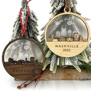 Nashville Skyline Christmas Ornament • Custom Nashville Ornament • Nashville Tennessee Ornament • Laser Cut Custom Ornament • 2023