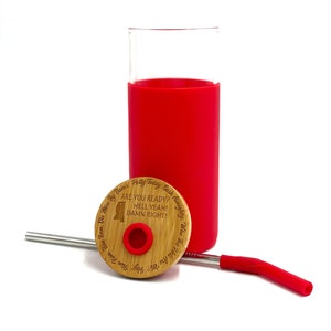 Personalized Ole Miss Glass Tumbler: Hotty Toddy Bamboo Lid