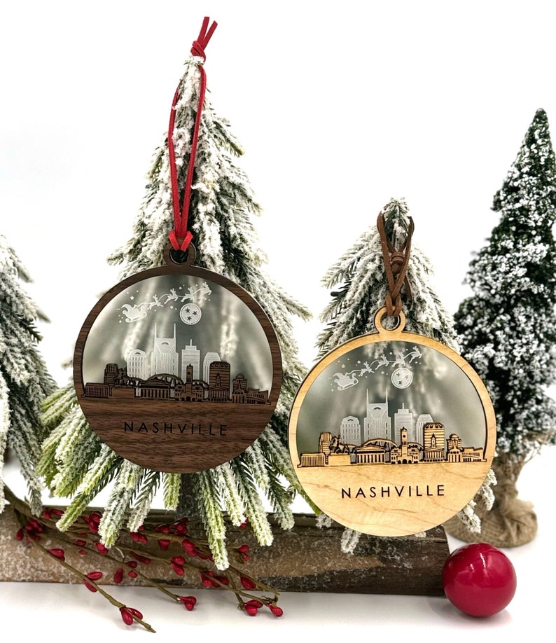 Nashville Skyline Christmas Ornament Custom Nashville Ornament Nashville Tennessee Ornament Laser Cut Custom Ornament 2024 image 1