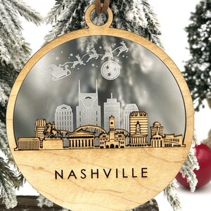 Nashville Skyline Christmas Ornament Custom Nashville Ornament Nashville Tennessee Ornament Laser Cut Custom Ornament 2024 image 3