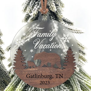 Gatlinburg Family Vacation Ornament Great Smokey Mountains Ornament Gatlinburg Souvenir Custom Christmas Ornament Handmade Gift image 2