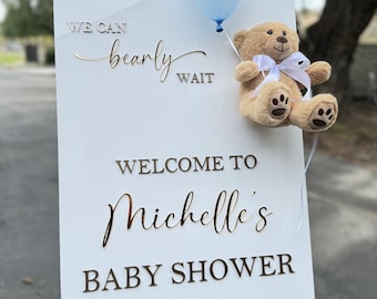 We Can Bearly Wait Baby Shower Sign | Teddy Bear Decor