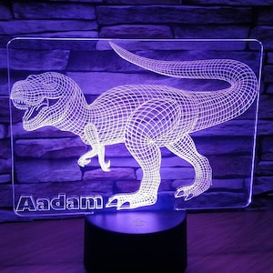 Personalised Roarsome Dinosaur LED Colour Changing Night Light