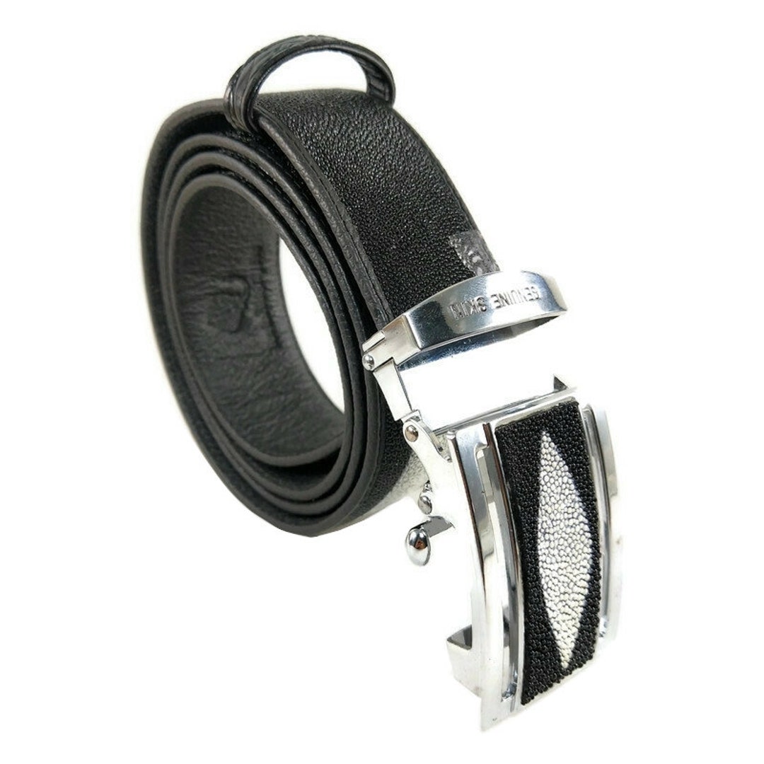 Genuine Stingray Skin Leather Casual Auto Locking Men Belt Etsy