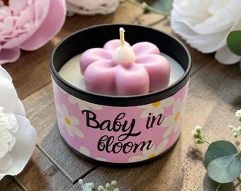 Baby shower candle favors, baby in bloom favors, baby in bloom decor
