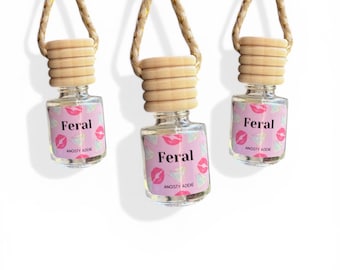 Funny car air freshener, Feral but free, Scented car diffuser, hanging air freshener, car accessories for women
