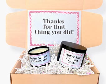 Thank you gift box, thank you candle, funny thank you gift