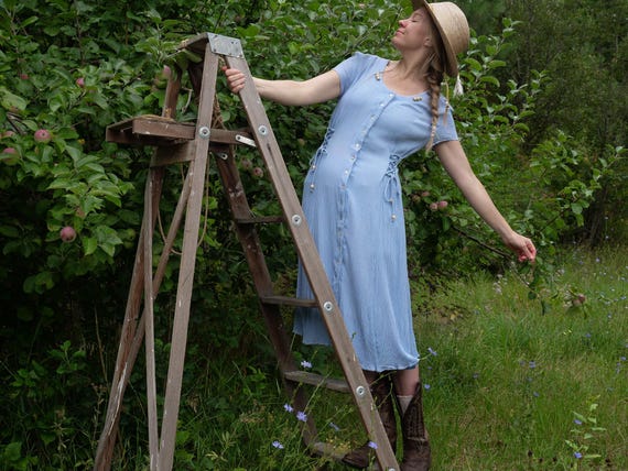 princess polly baby blue dress Vintage 90s Rayon Sundress: Dusty Blue Cottagecore Dress, M