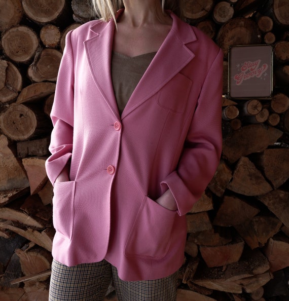 Vintage Pastel Pink Blazer Women's M L 1980s Retr… - image 1