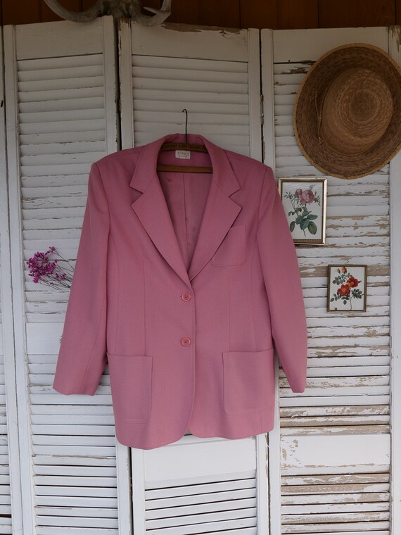Vintage Pastel Pink Blazer Women's M L 1980s Retr… - image 8