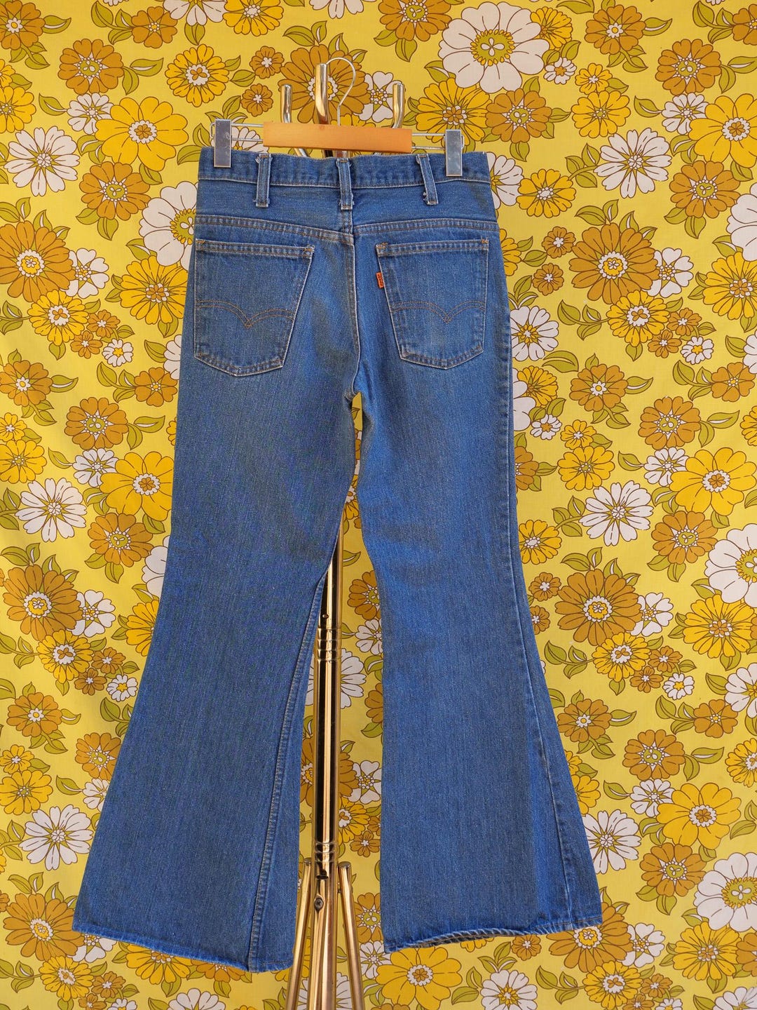 Vintage Levi's 684 Orange Tab Bell Bottom Jeans: 1970s Denim XXS