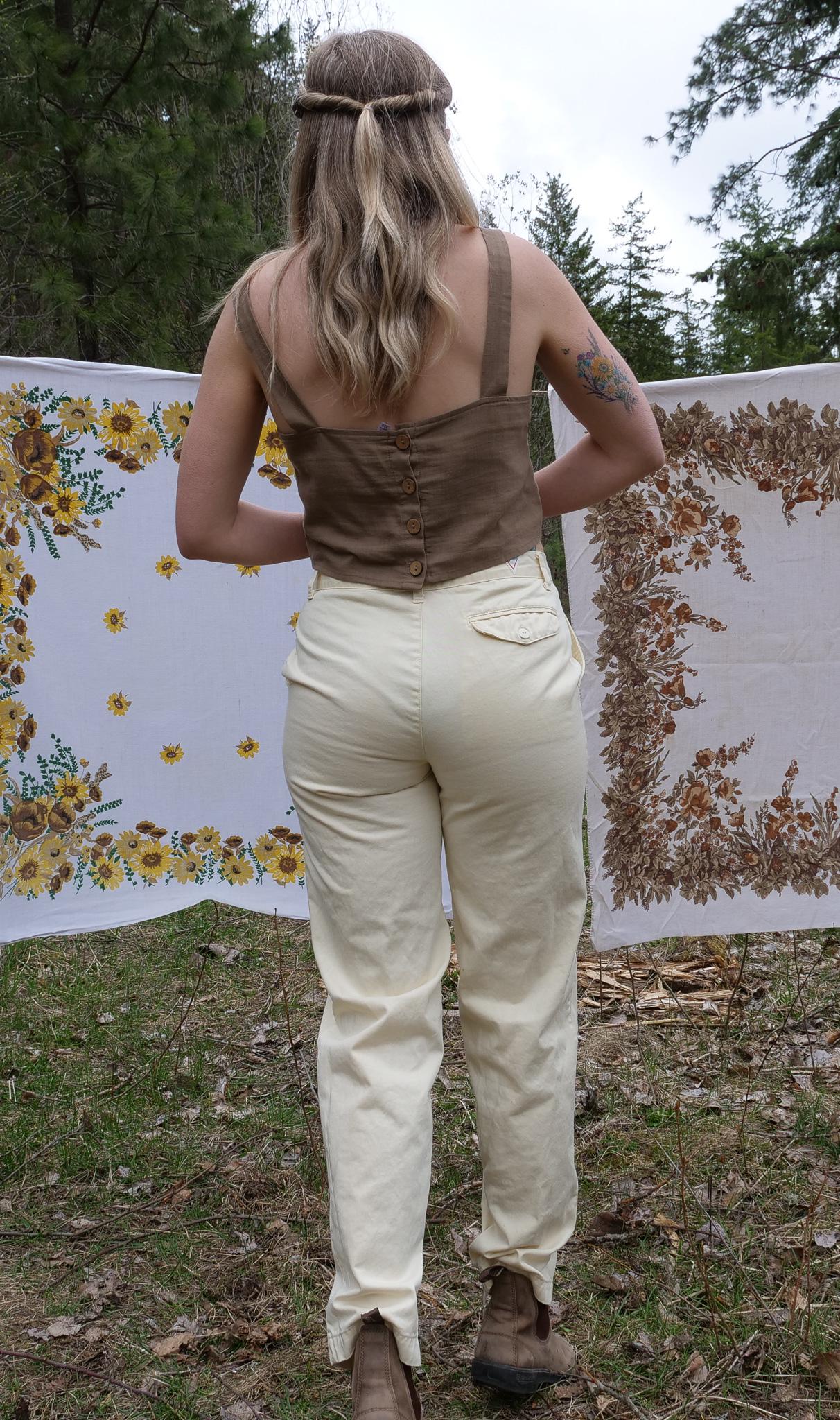 Vintage Pants Women's XS 26 Waist 1980s High Waisted Yellow