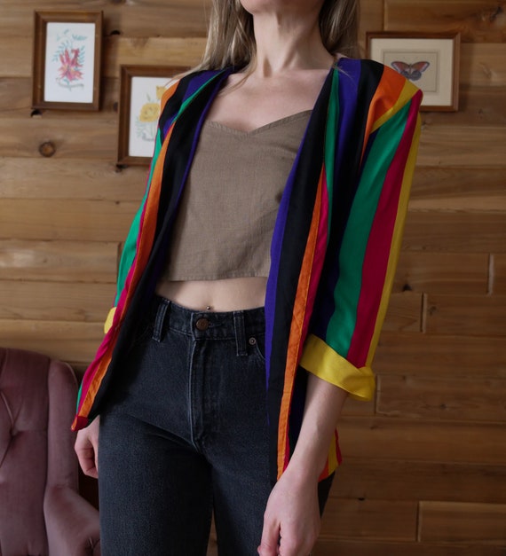 Vintage 1980s Spring Summer Blazer Women's S M Op… - image 2