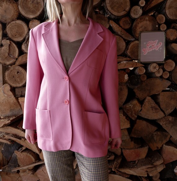 Vintage Pastel Pink Blazer Women's M L 1980s Retr… - image 2