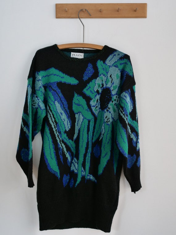 Vintage 1980s Sweater Dress Women's M Funky Retro… - image 6
