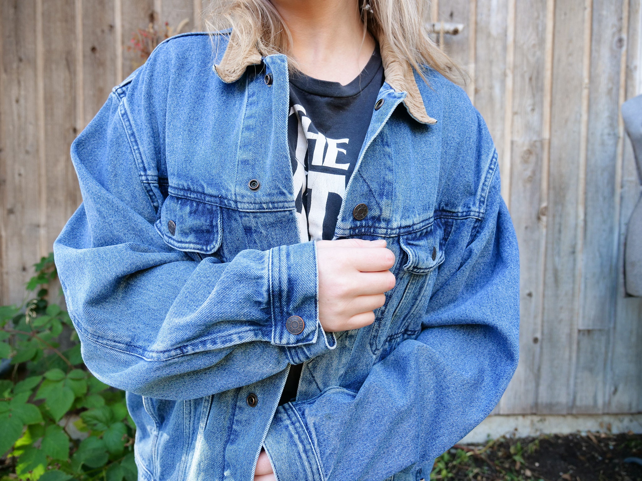 Women Vintage Patchwork Oversized Washed Jean Jacket Fashion Loose Long  Sleeve Boyfriend Denim Trucker Jacket Coats at  Women's Coats Shop