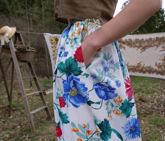 Vintage Floral Skirt Women's S 26 Inch Waist 1980… - image 8