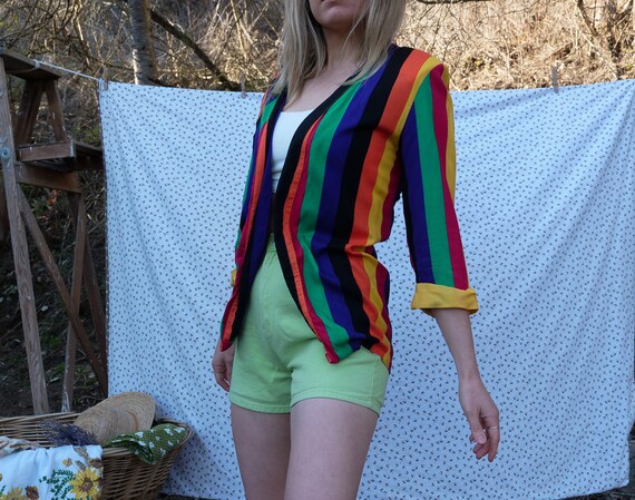 Vintage 1980s Spring Summer Blazer Women's S M Op… - image 5