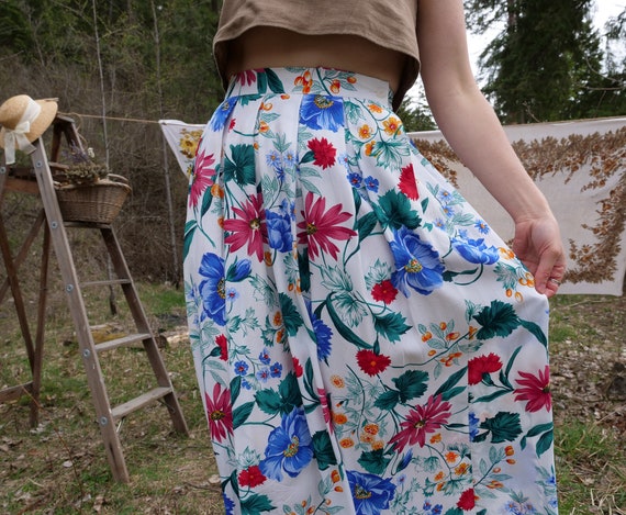 Vintage Floral Skirt Women's S 26 Inch Waist 1980… - image 2