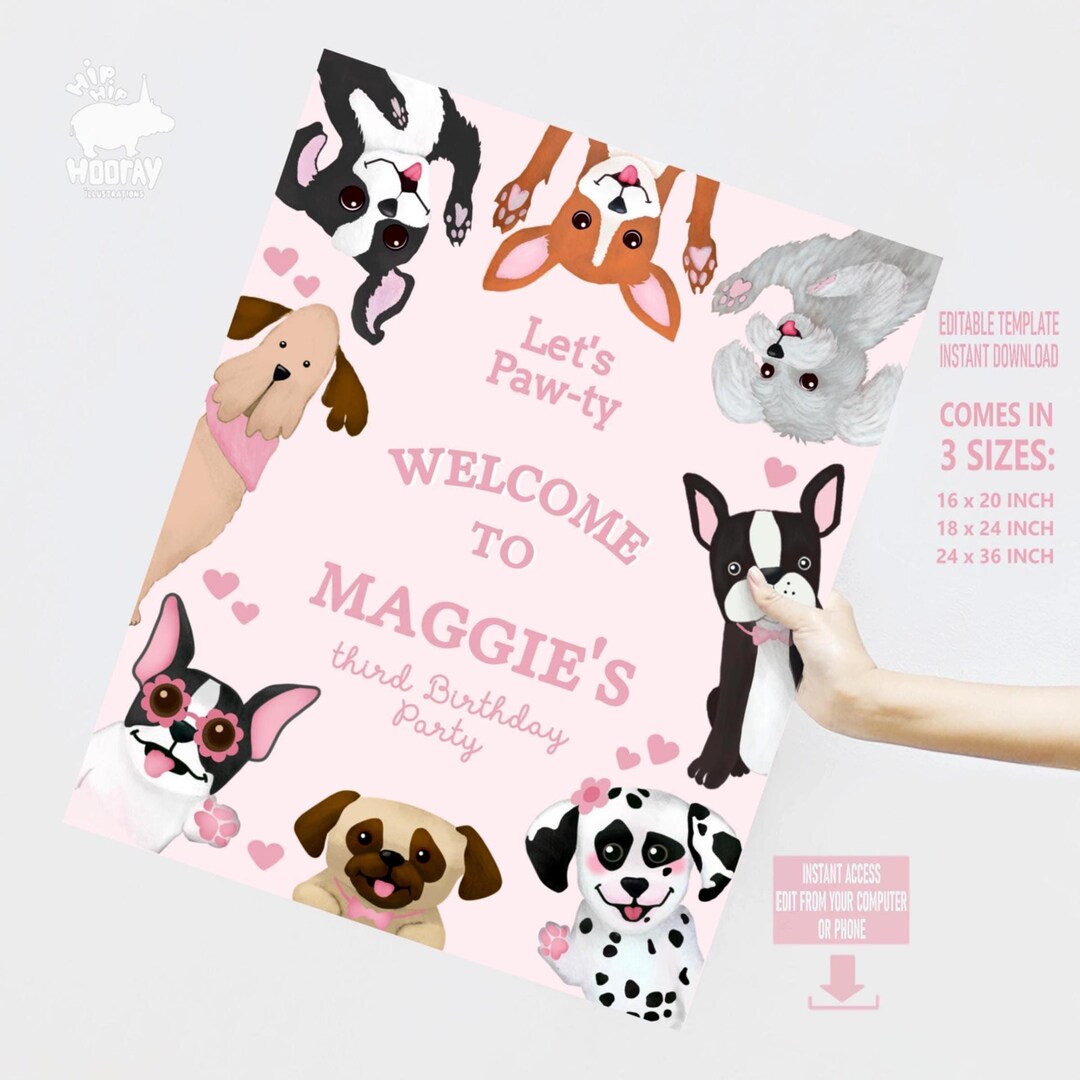 Puppy Birthday Party Sign, Dog Adoption Pawty Decor (editable Printable ...