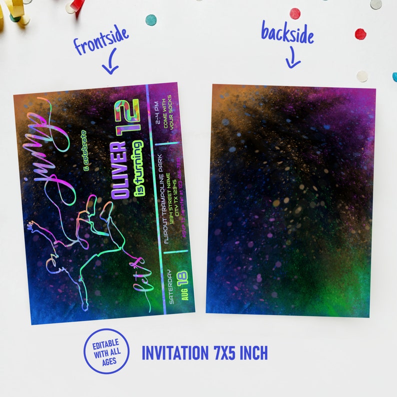 Urban Air Invitation, Trampoline Park Birthday Invitation, Cool "one