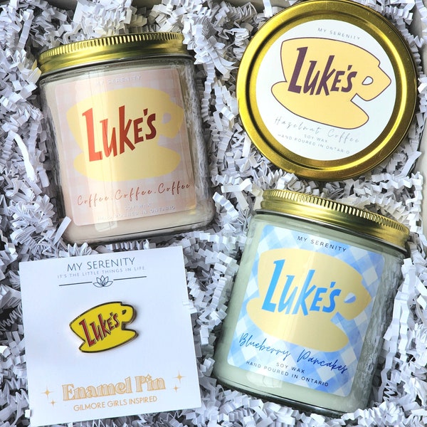 LUKE'S GIFT BOX, Gilmore Girls Gift Sets, Gilmore girls inspired soy wax candles, Candle set, Luke's Dinner, Coffee Coffee Coffee