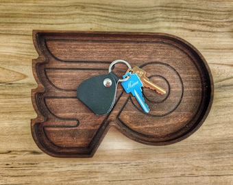 Bandeja de madera de los Philadelphia Flyers, regalo para aficionado al hockey, bandeja multiusos para mesita de noche, regalo para padrinos de boda aficionados al hockey