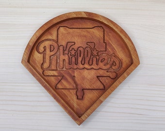 Philadelphia Phillies Wooden Valet Tray, Baseball Fan Gift for Him, Catchall Key Nightstand Tray, Phillies Groomsmen Dad Gift