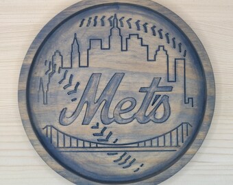 Bandeja de madera para llaves de los New York Mets, regalo para aficionado al béisbol, bandeja multiusos para mesita de noche, regalo para padrinos de boda de los NY Mets