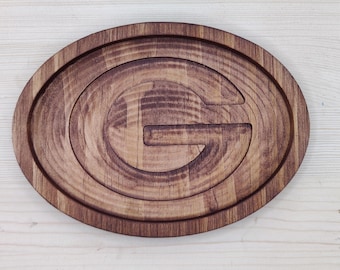 Green Bay Packers Wooden Valet Tray, Football Fan Gift for Him, Catchall Key Nightstand Tray, Packers Groomsmen Dad Gift