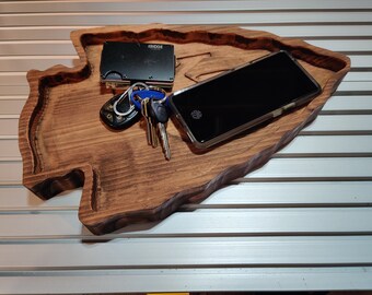 Oversized Kansas City Chiefs Wooden Valet Tray, XL Football Fan Gift for Him, Large KC Catchall Key Tray, Groomsmen Dad Gift