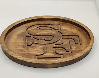 San Francisco 49ers Wooden Valet Tray, Personalized Football Fan Gift for Him, Catchall Key Nightstand Tray, Niners Groomsmen Gift