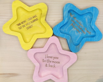 Personalized Nursery Jewelry Tray, Wooden Baby Keepsake Dish, Custom Nursery Decor, New Baby Shower Gift for Girls or Boys