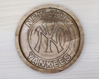 NY Yankees Wooden Valet Tray, Baseball Fan Gift for Him, Catchall Key Nightstand Tray, New York Yankees Groomsmen Dad Gift