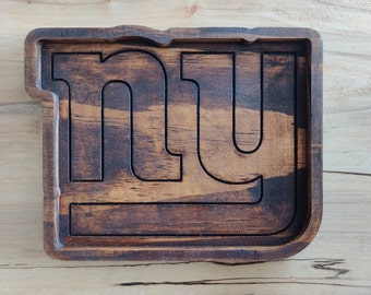 NY Giants Wooden Valet Tray, Football Fan Gift for Him, Catchall Key Nightstand Tray, New York Giants Groomsmen Dad Gift
