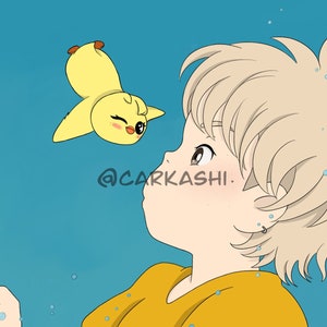 Archivo digital - Felix & Bbokari - Stray Kids Skzoo Studio Ghibli Art Print