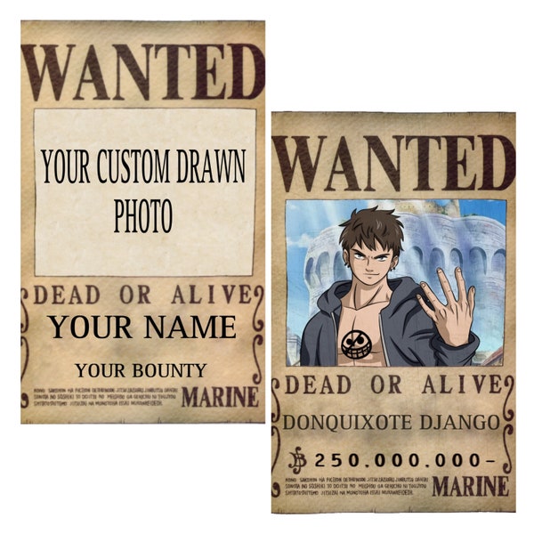 Custom ONE PIECE WANTED Poster — Anime Custom Portrait One Piece Poster Straw hat Crew Original Character Art