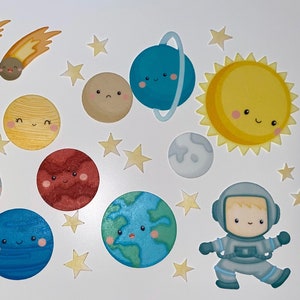 Pianeti, stelle e decorazioni per astronauti commestibili pretagliati - Decorazioni per torte di compleanno spaziali - Decorazione per torte commestibile -