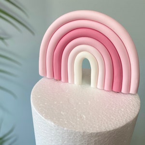 Rosa Regenbogen Kuchen Topper - essbarer Fondant Kuchen Topper - Pastell rosa Farben - Pinkfarben Geburtstag Cake Topper - Kuchendekoration
