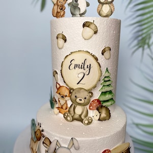Animali del bosco - Decorazioni per torte in ostia - Set di decorazioni per torte commestibili - Decorazioni per compleanni, baby shower, battesimi