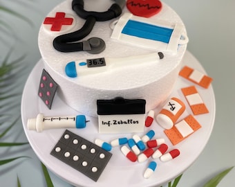 Doctor fondant cake topper set - Edible Medical Cake Topper -Nurse cake topper - Graduation - fondant decorations