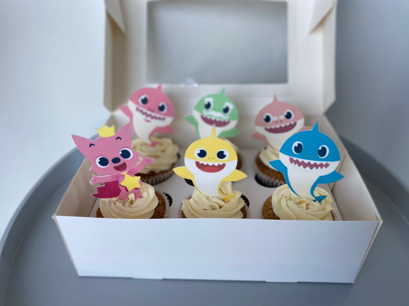 Baby sharks cupcake toppers set 12 wafer card baby shark Etsy