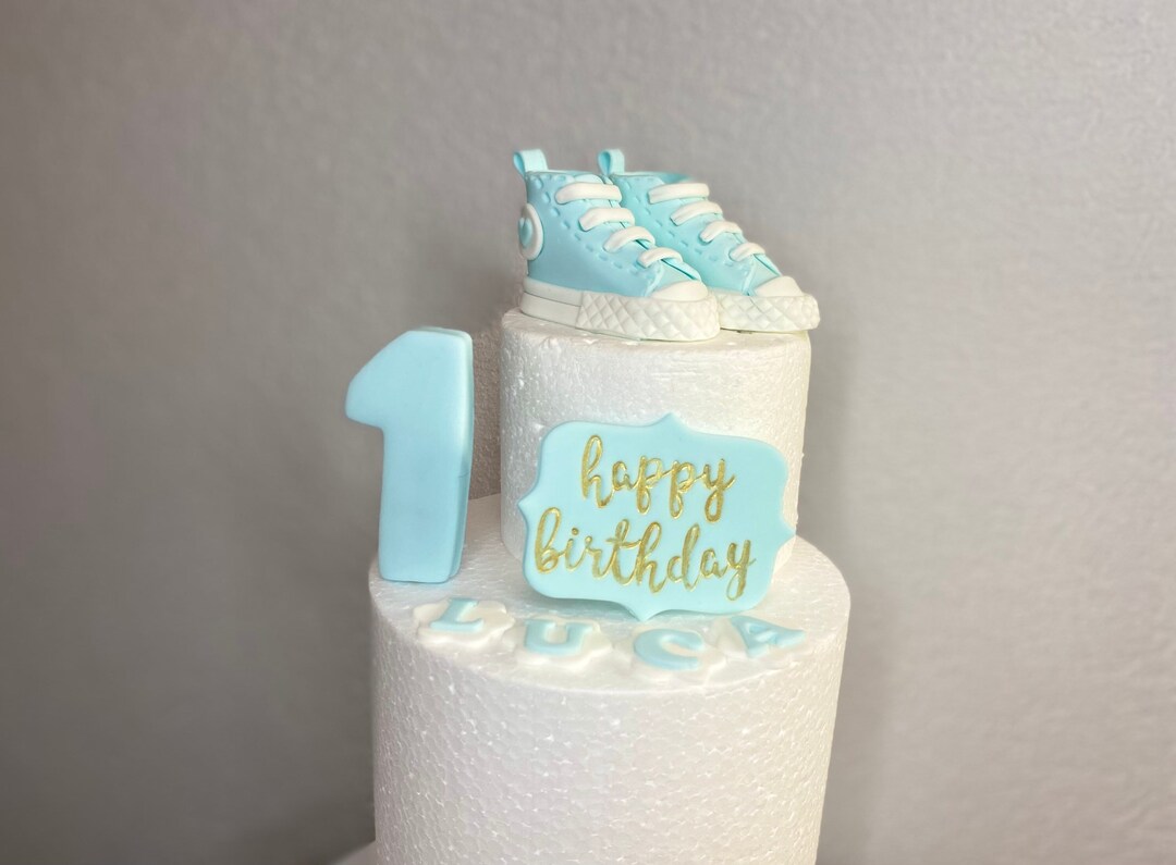 Baby Shoes Cake Topper Set - Baby Boy Cake -fondant Shoes in Baby Blue ...